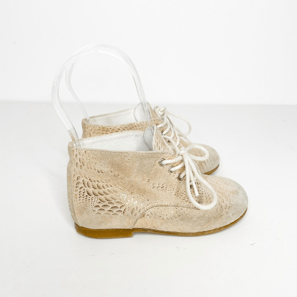LOUIS & LOLA Handmade baby toddler lace up booties handmade metallic EUR 26 US 9 - Picture 3 of 7